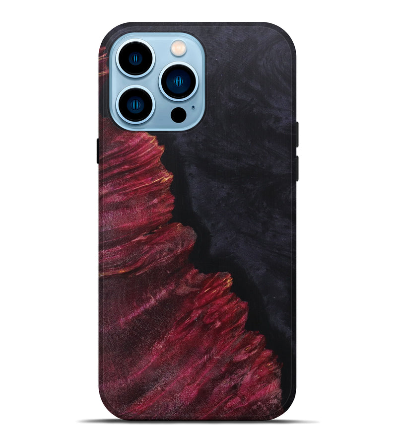 iPhone 14 Pro Max Wood+Resin Live Edge Phone Case - Shelba (Pure Black, 616926)