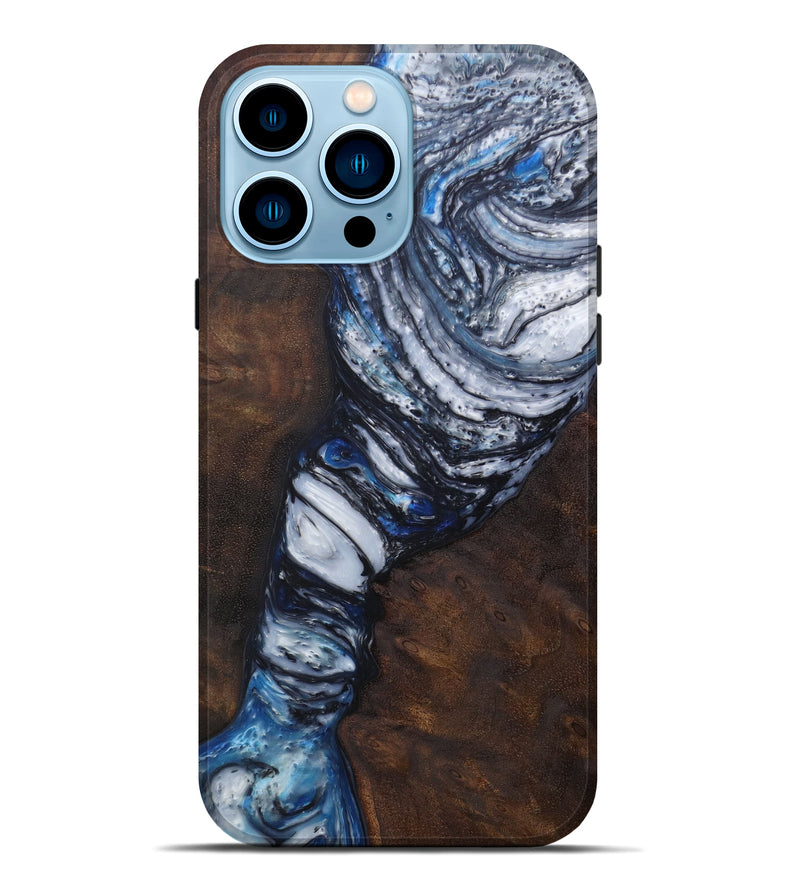 iPhone 14 Pro Max Wood+Resin Live Edge Phone Case - Luella (Black & White, 588021)