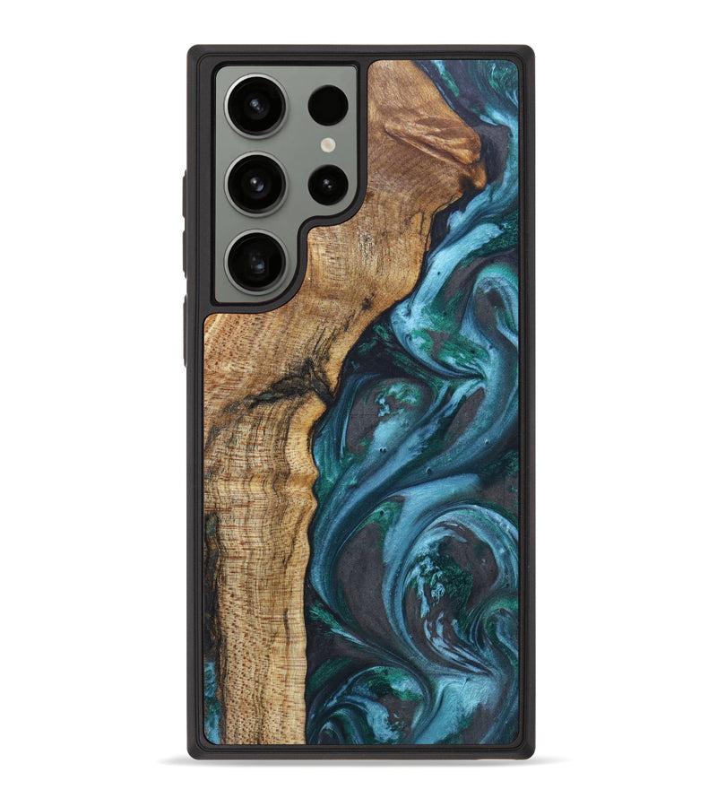 Galaxy S23 Ultra Wood+Resin Phone Case - Adrianne (Green, 628829)