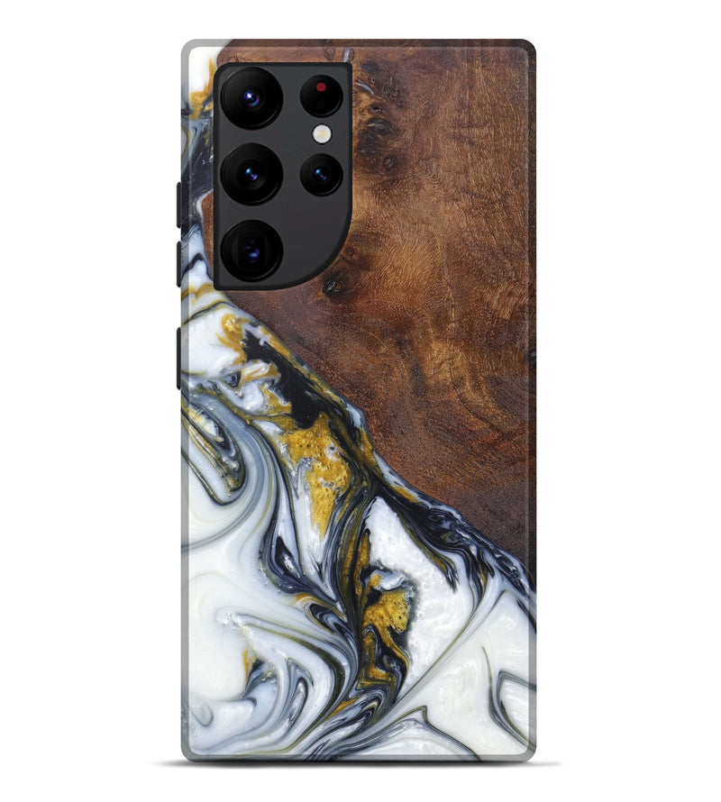 Galaxy S22 Ultra Wood+Resin Live Edge Phone Case - Demi (Black & White, 606818)