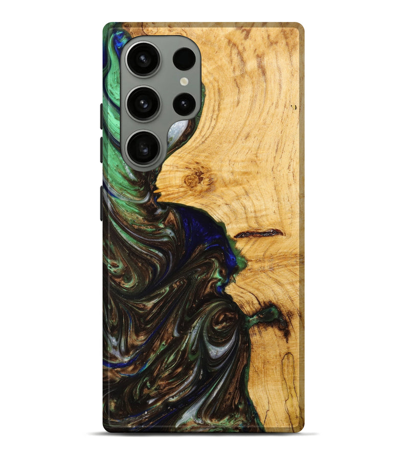 Galaxy S23 Ultra Wood+Resin Live Edge Phone Case - Demario (Green, 630104)