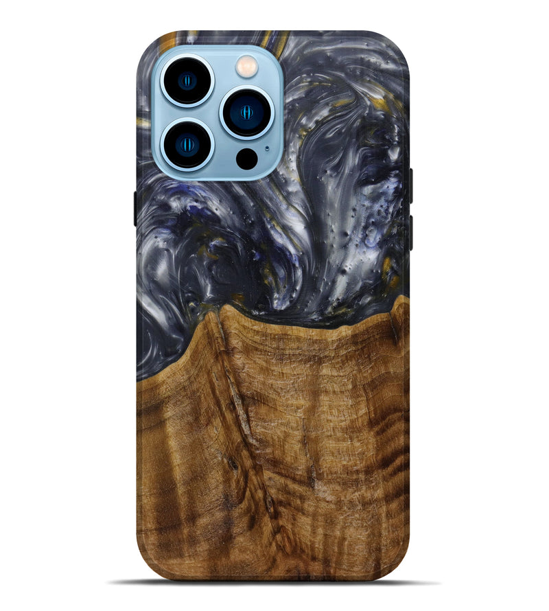 iPhone 14 Pro Max Wood+Resin Live Edge Phone Case - Yehuda (Metallic, 585241)