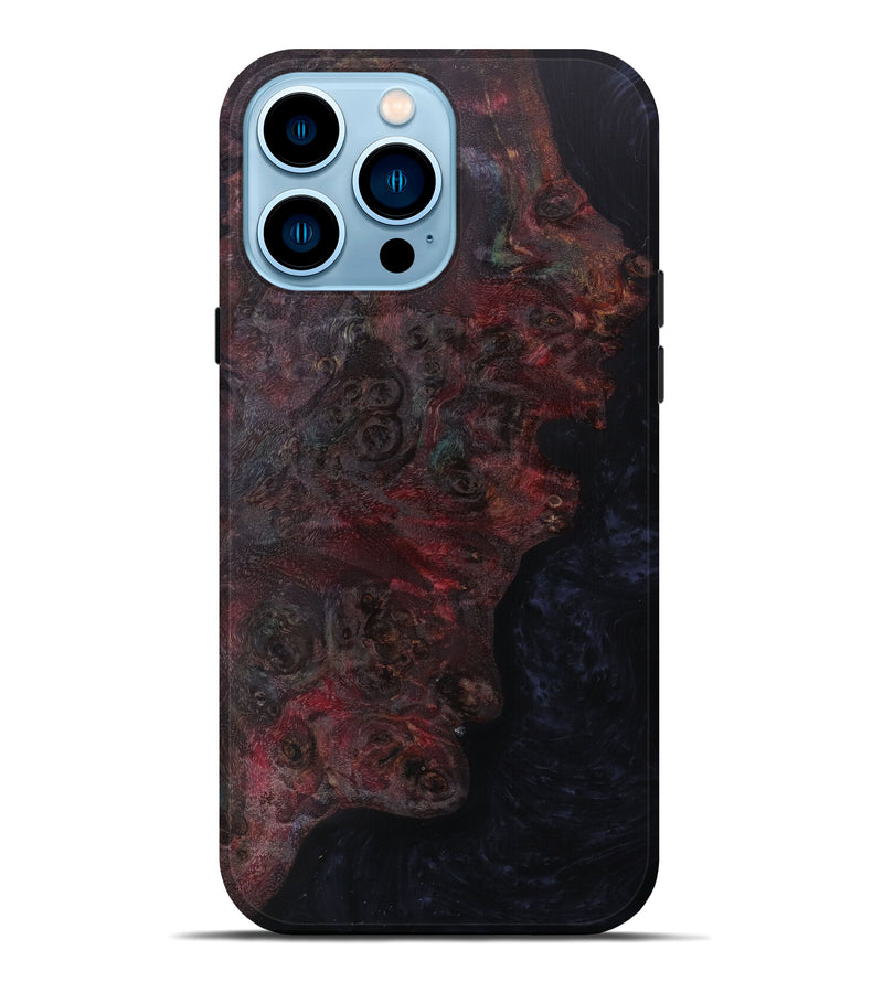 iPhone 14 Pro Max Wood+Resin Live Edge Phone Case - Mommy (Pure Black, 604553)
