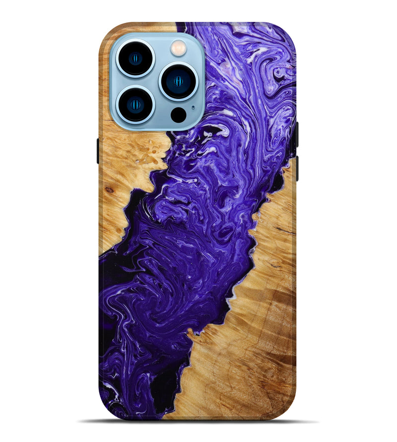 iPhone 14 Pro Max Wood+Resin Live Edge Phone Case - Perry (Purple, 646311)