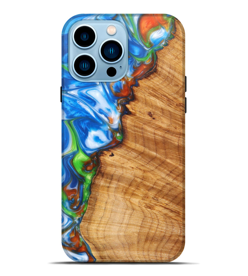 iPhone 14 Pro Max Wood+Resin Live Edge Phone Case - Beulah (Blue, 615817)