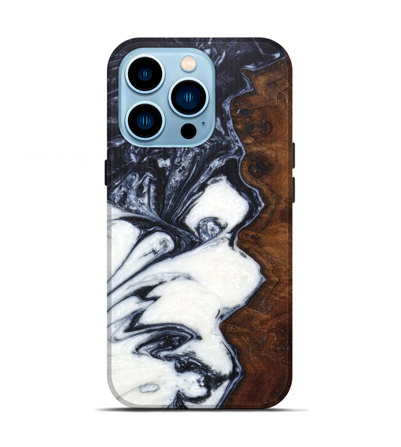 iPhone 14 Pro Wood+Resin Live Edge Phone Case - Tamma (Black & White, 605520)
