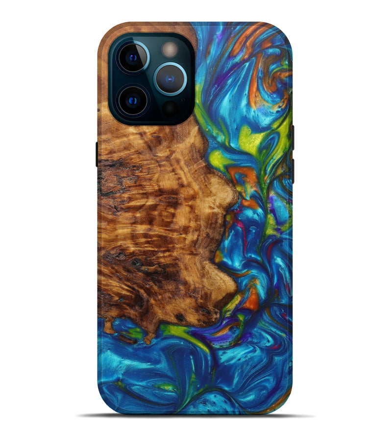 iPhone 12 Pro Max Wood+Resin Live Edge Phone Case - Thieu (Light Blue, 596654)