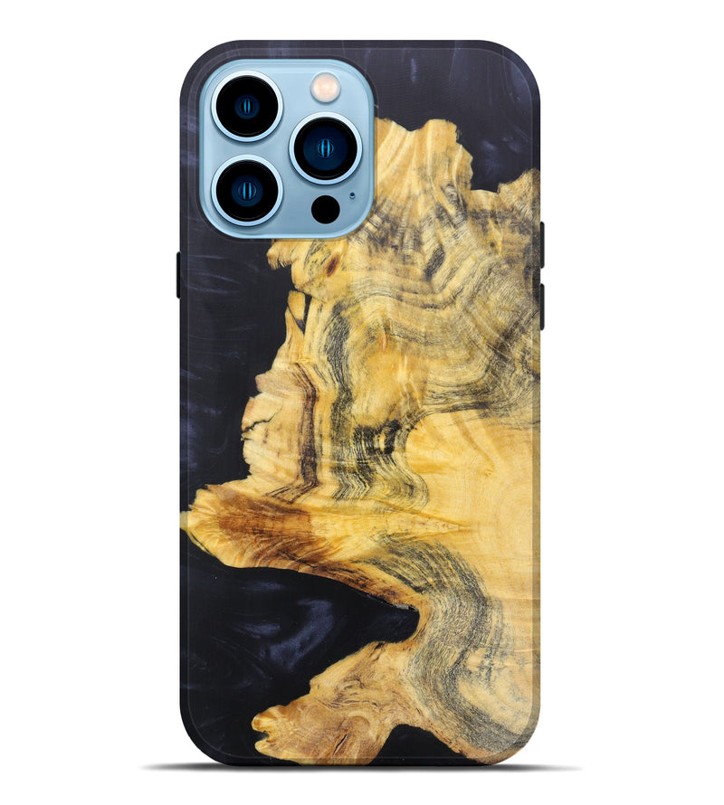 iPhone 14 Pro Max Wood+Resin Live Edge Phone Case - Shay (Pure Black, 616828)
