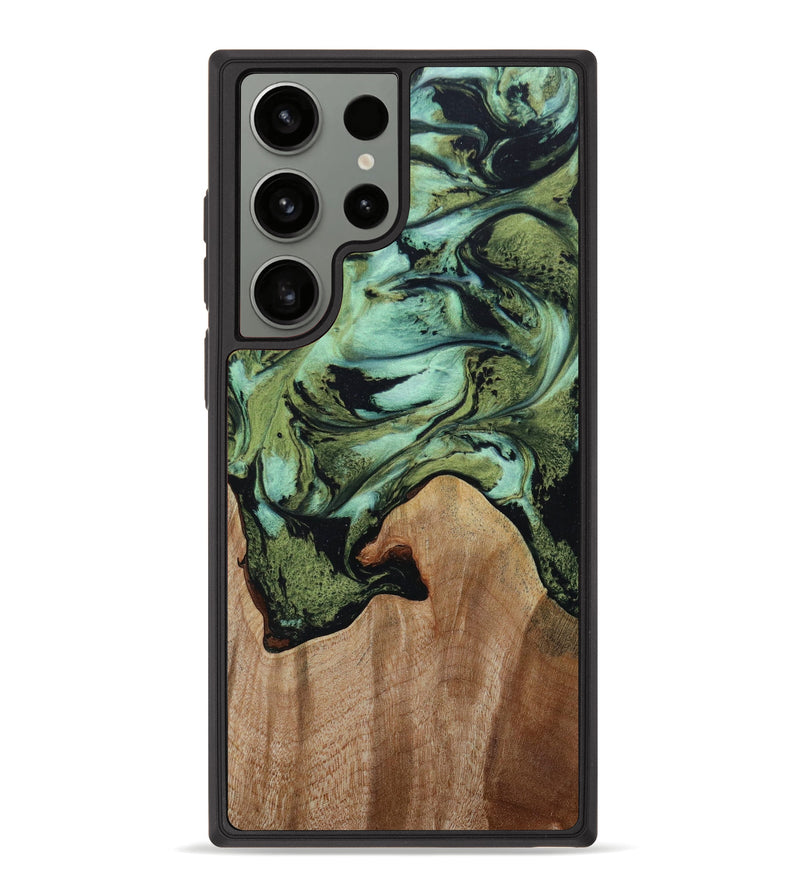 Galaxy S23 Ultra Wood+Resin Phone Case - Jeannine (Green, 645659)