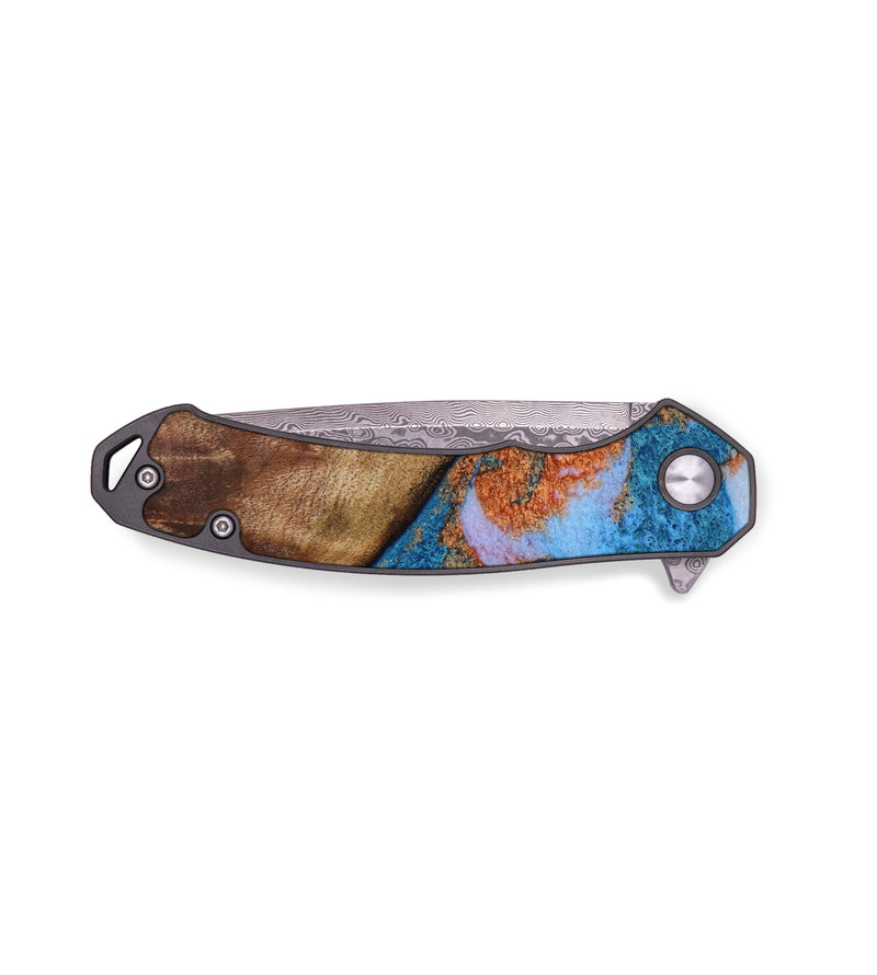 EDC Wood+Resin Pocket Knife - Shaq (Teal & Gold, 648381)