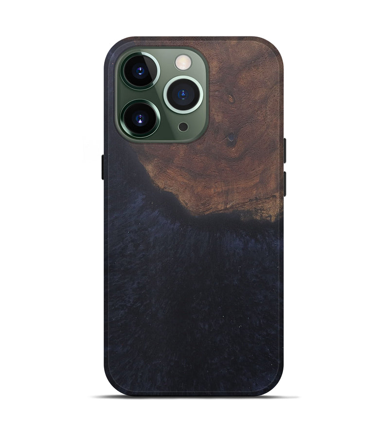 iPhone 13 Pro Wood+Resin Live Edge Phone Case - Edwin (Pure Black, 574883)