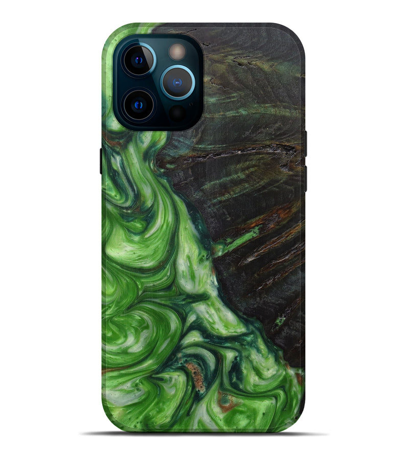 iPhone 12 Pro Max Wood+Resin Live Edge Phone Case - Vlad (Dark Green, 591394)