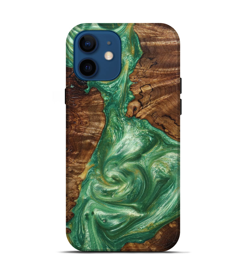 iPhone 12 Wood+Resin Live Edge Phone Case - Bria (Green, 639003)