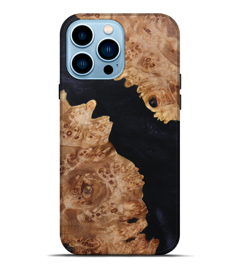 iPhone 14 Pro Max Wood+Resin Live Edge Phone Case - Kathrine (Black & White, 628002)
