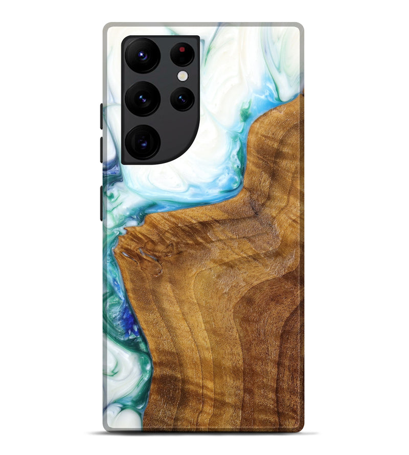 Galaxy S22 Ultra Wood+Resin Live Edge Phone Case - Albert (Light Blue, 605640)