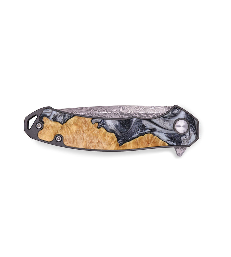 EDC Wood+Resin Pocket Knife - Kade (Black & White, 640332)