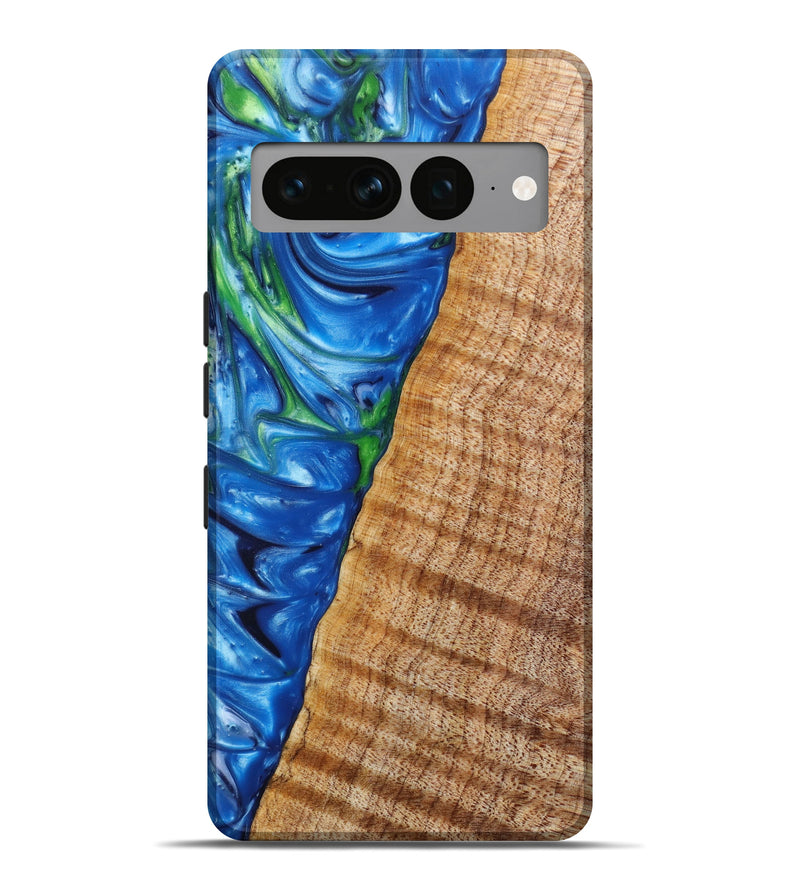 Pixel 7 Pro Wood+Resin Live Edge Phone Case - Christie (Blue, 639606)