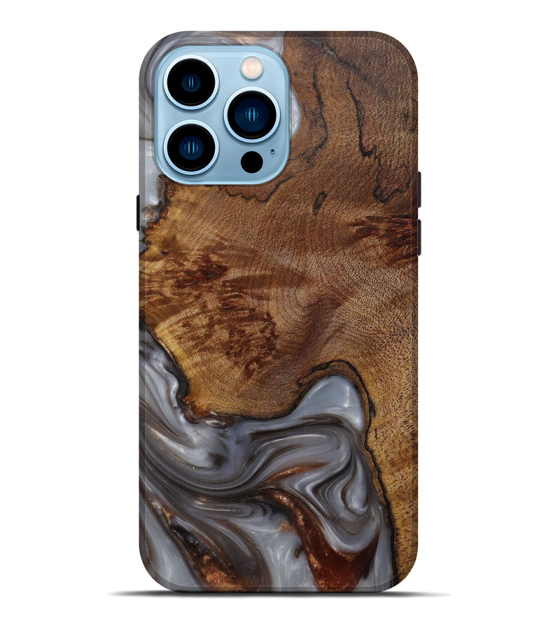 iPhone 14 Pro Max Wood+Resin Live Edge Phone Case - Harold (Metallic, 591386)