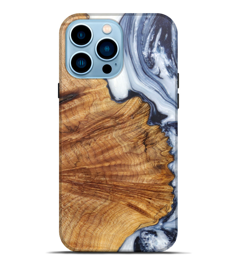 iPhone 14 Pro Max Wood+Resin Live Edge Phone Case - Adie (Black & White, 606474)