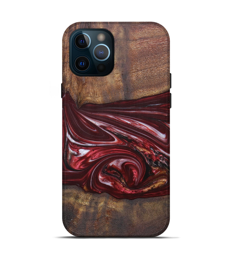 iPhone 12 Pro Wood+Resin Live Edge Phone Case - Cinda (Dark Red, 607181)