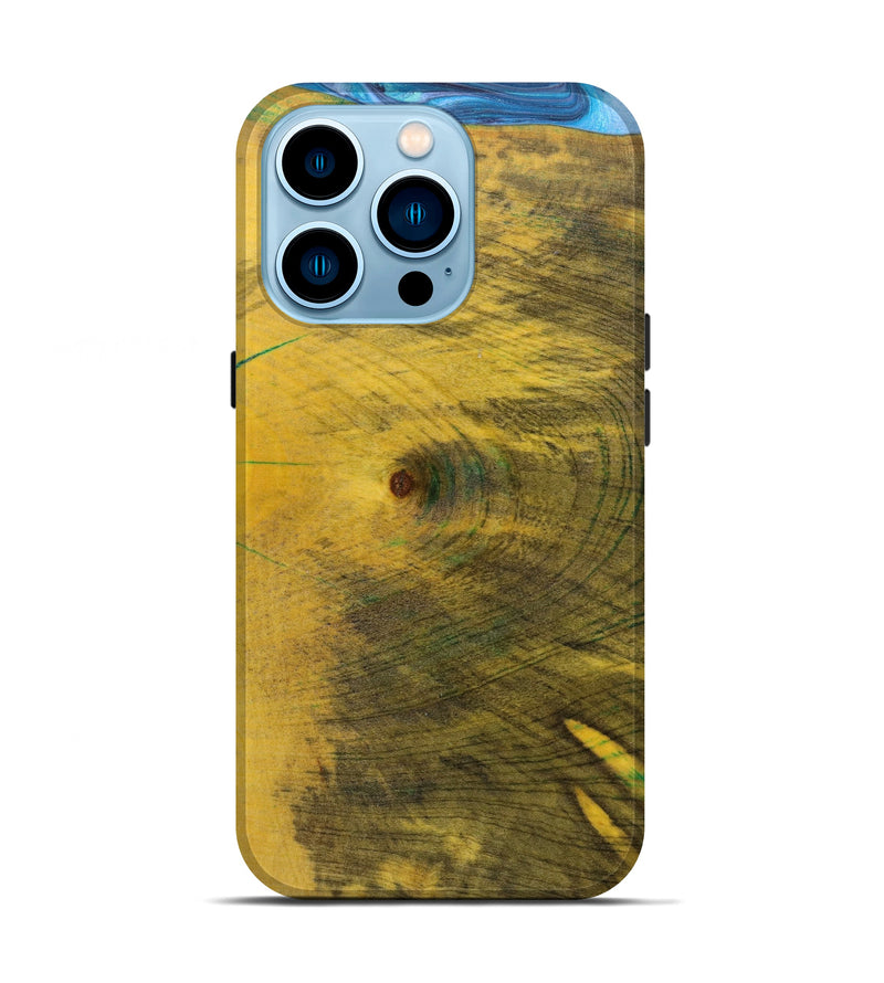 iPhone 14 Pro Wood+Resin Live Edge Phone Case - Caroline (Blue, 634617)