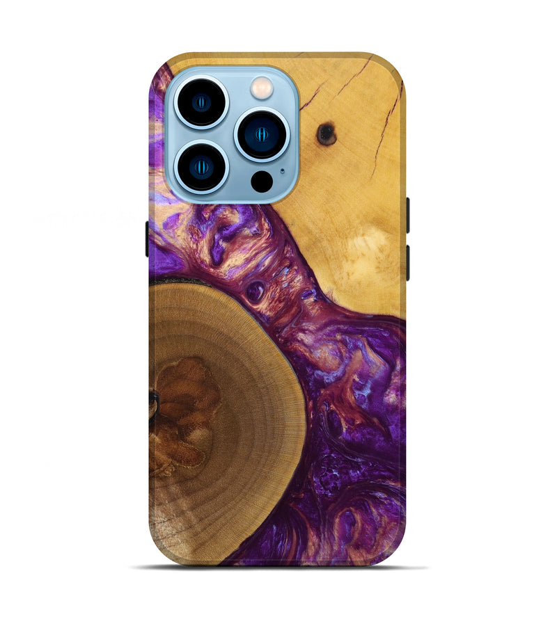 iPhone 14 Pro Wood+Resin Live Edge Phone Case - Lyric (Purple, 638979)