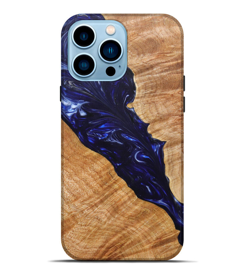 iPhone 14 Pro Max Wood+Resin Live Edge Phone Case - Kendall (Blue, 630236)