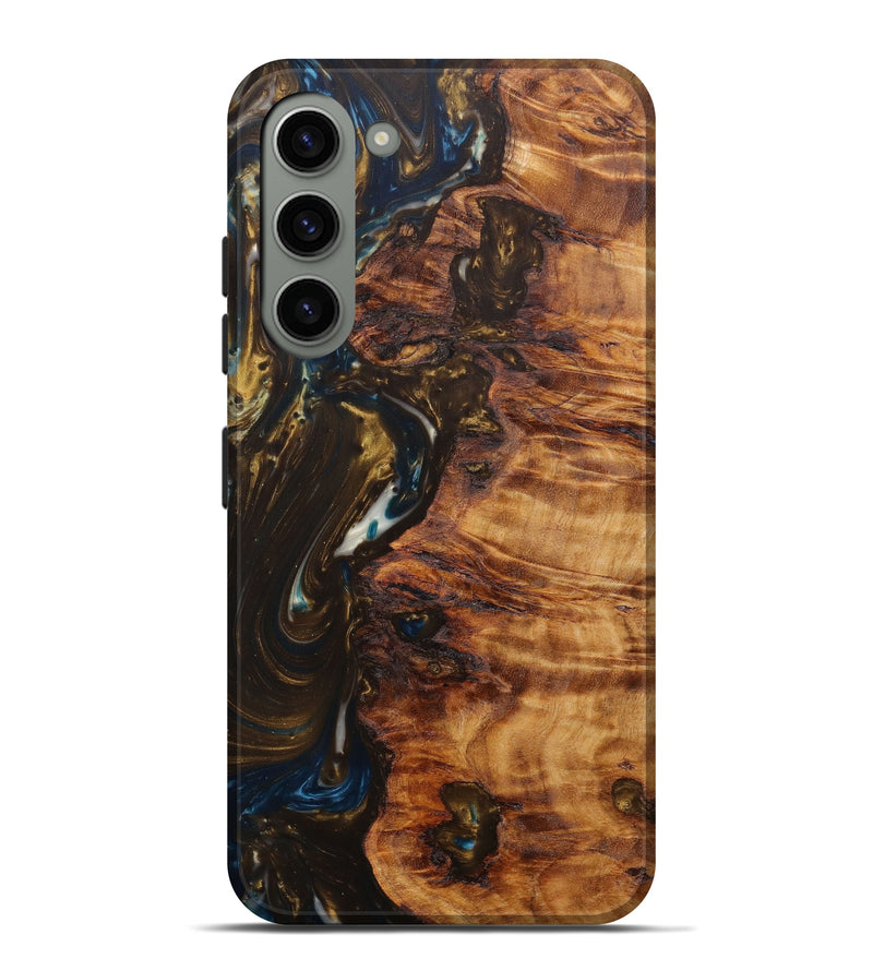 Galaxy S23 Plus Wood+Resin Live Edge Phone Case - Sherri (Teal & Gold, 632815)