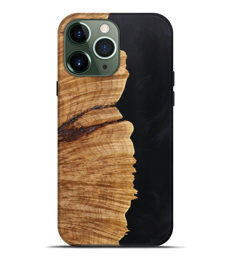 iPhone 13 Pro Max Wood+Resin Live Edge Phone Case - Zayden (Pure Black, 614557)