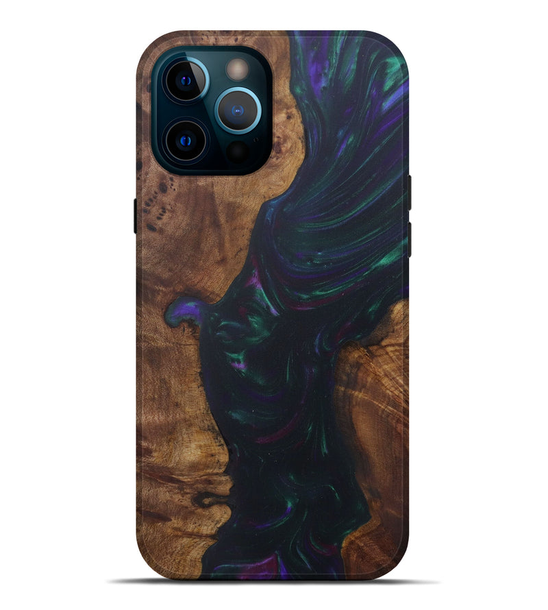 iPhone 12 Pro Max Wood+Resin Live Edge Phone Case - Reginald (Dark Green, 575489)
