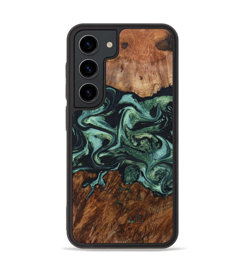 Galaxy S23 Wood+Resin Phone Case - Kaylie (Green, 635812)