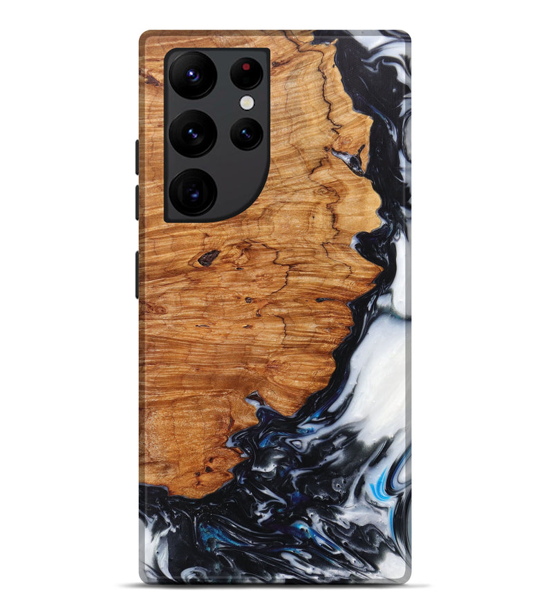 Galaxy S22 Ultra Wood+Resin Live Edge Phone Case - Aubree (Black & White, 614552)