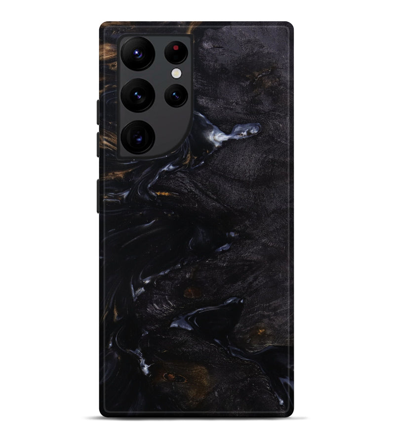 Galaxy S22 Ultra Wood+Resin Live Edge Phone Case - Hattie (Black & White, 646922)