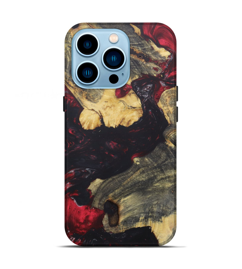 iPhone 14 Pro Wood+Resin Live Edge Phone Case - Eric (Red, 641768)