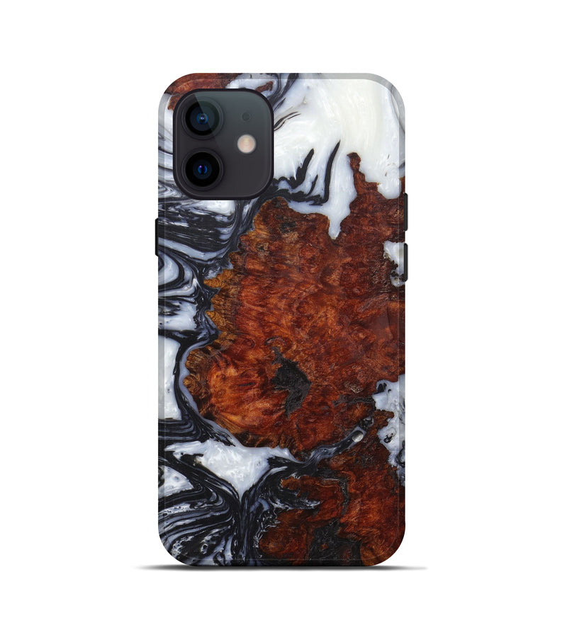 iPhone 12 mini Wood+Resin Live Edge Phone Case - Kelci (Black & White, 598603)