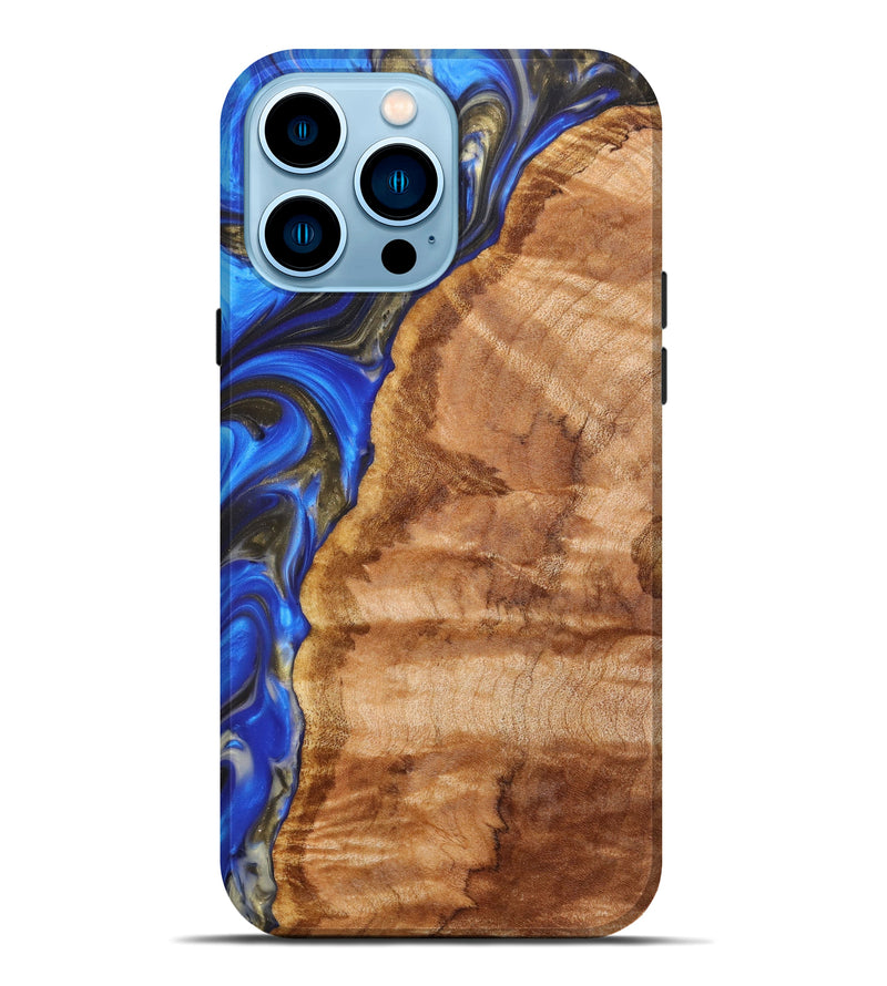 iPhone 14 Pro Max Wood+Resin Live Edge Phone Case - Barrett (Blue, 641066)