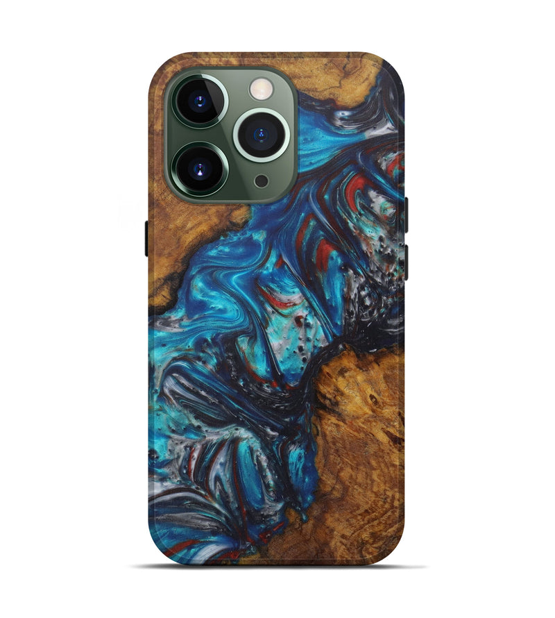 iPhone 13 Pro Wood+Resin Live Edge Phone Case - Jerrilyn (Light Blue, 594804)