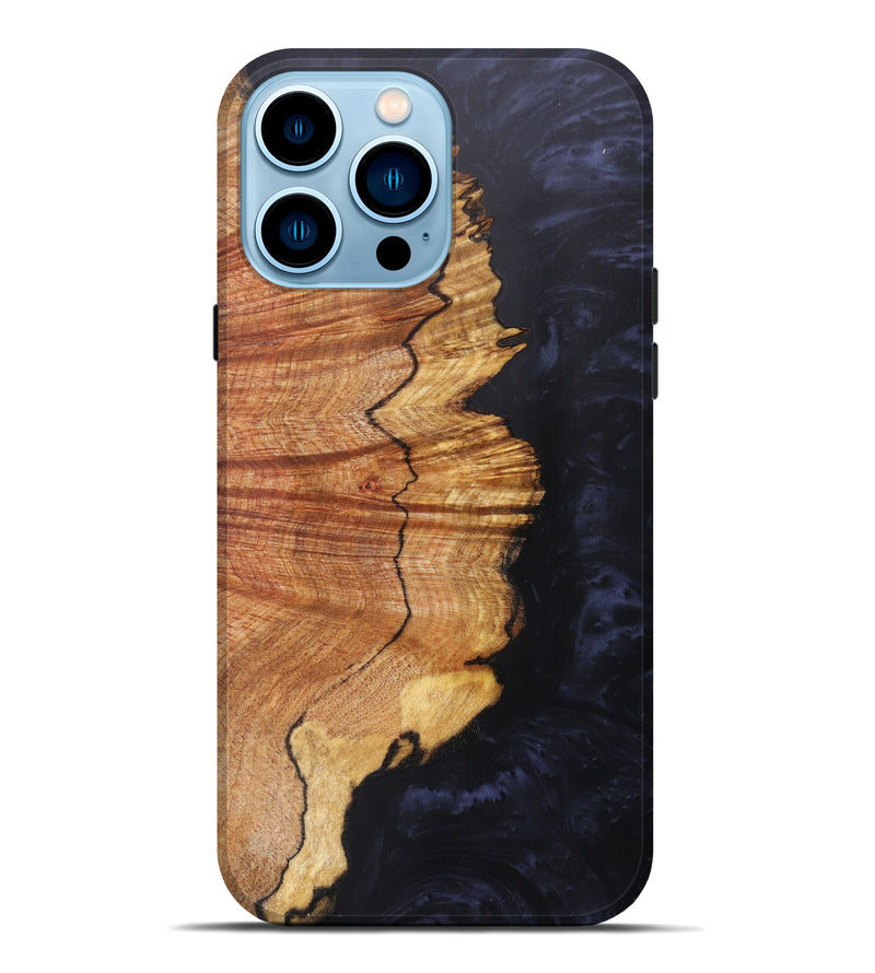 iPhone 14 Pro Max Wood+Resin Live Edge Phone Case - Janson (Pure Black, 607218)