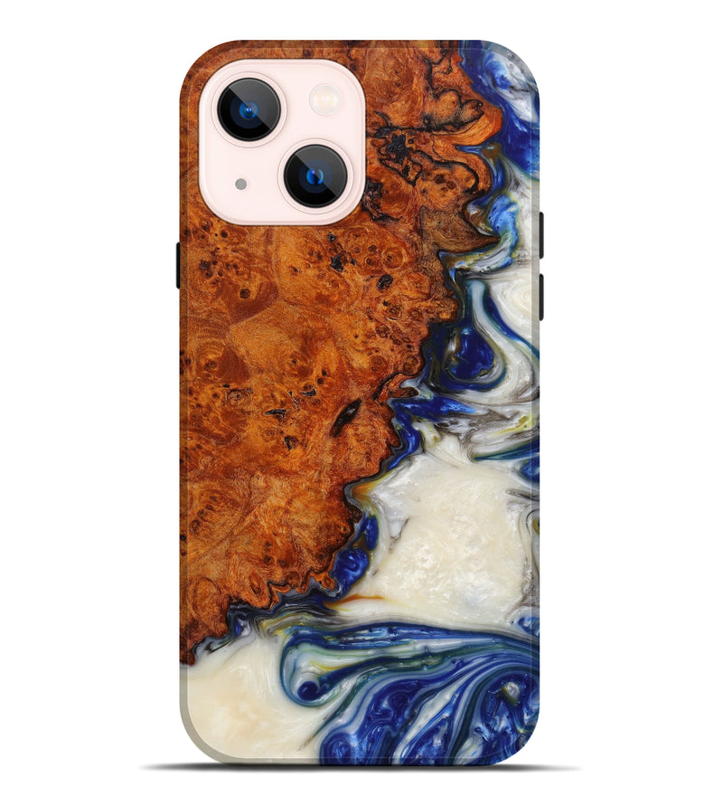 iPhone 14 Plus Wood+Resin Live Edge Phone Case - Samaria (Light Blue, 610798)