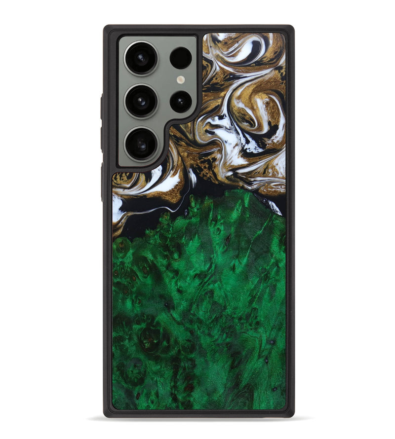 Galaxy S23 Ultra Wood+Resin Phone Case - Ernestine (Black & White, 642292)