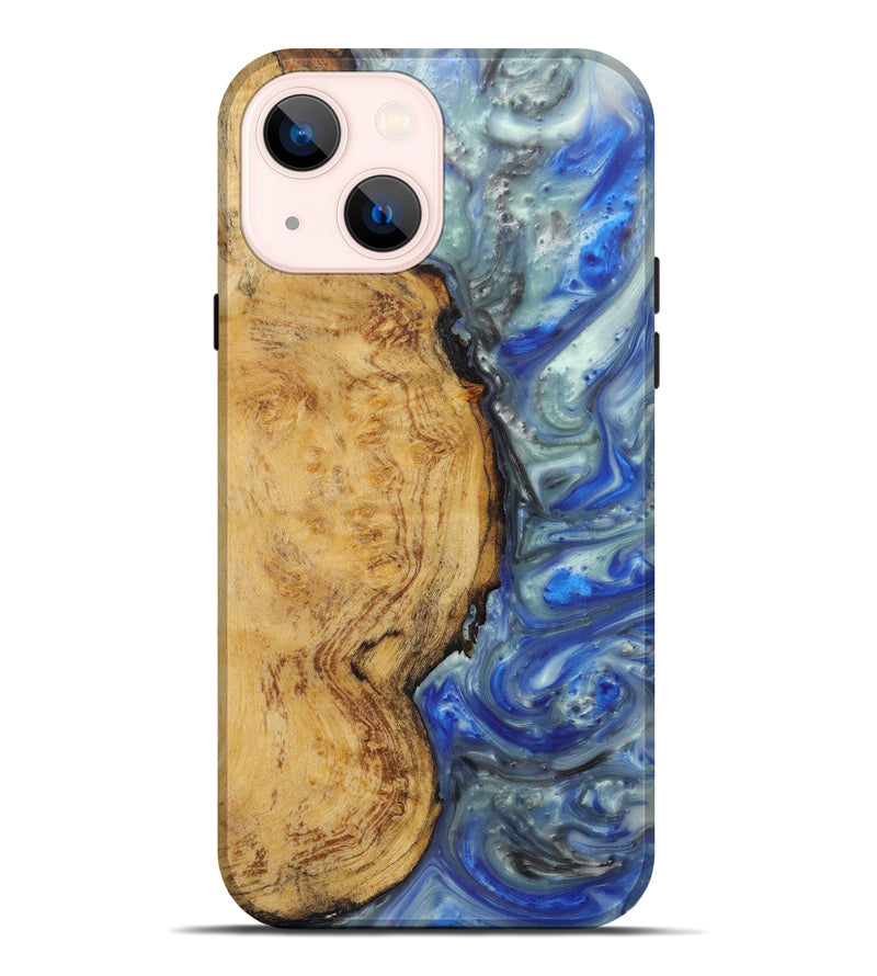 iPhone 14 Plus Wood+Resin Live Edge Phone Case - Margalo (Light Blue, 598584)