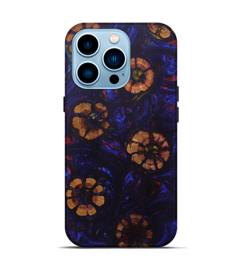 iPhone 14 Pro Wood+Resin Live Edge Phone Case - Tanitansy (Dark Blue, 604577)