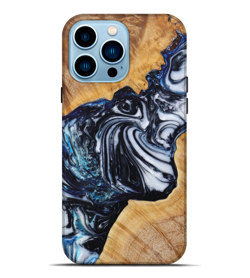 iPhone 14 Pro Max Wood+Resin Live Edge Phone Case - Merrick (Black & White, 614571)