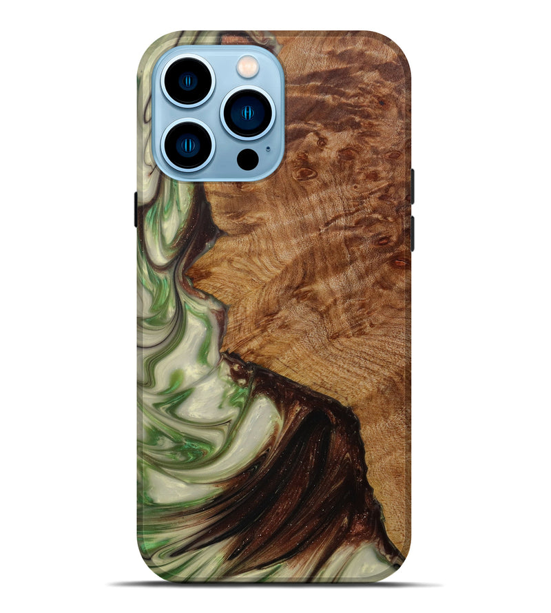 iPhone 14 Pro Max Wood+Resin Live Edge Phone Case - Mechelle (Metallic, 619592)