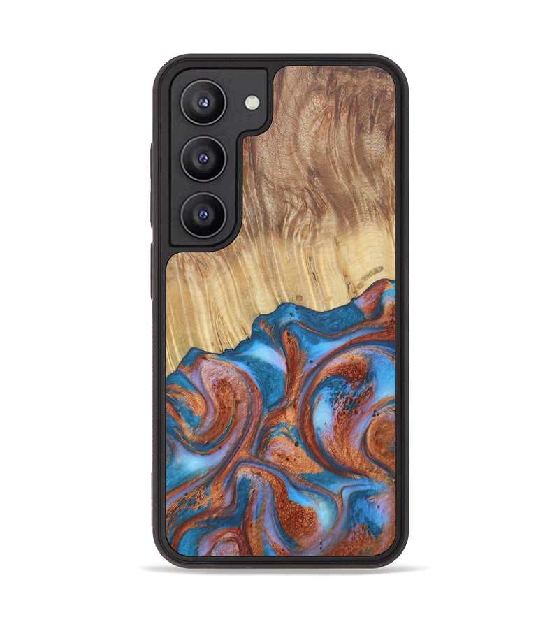 Galaxy S23 Wood+Resin Phone Case - Kataleya (Teal & Gold, 621176)