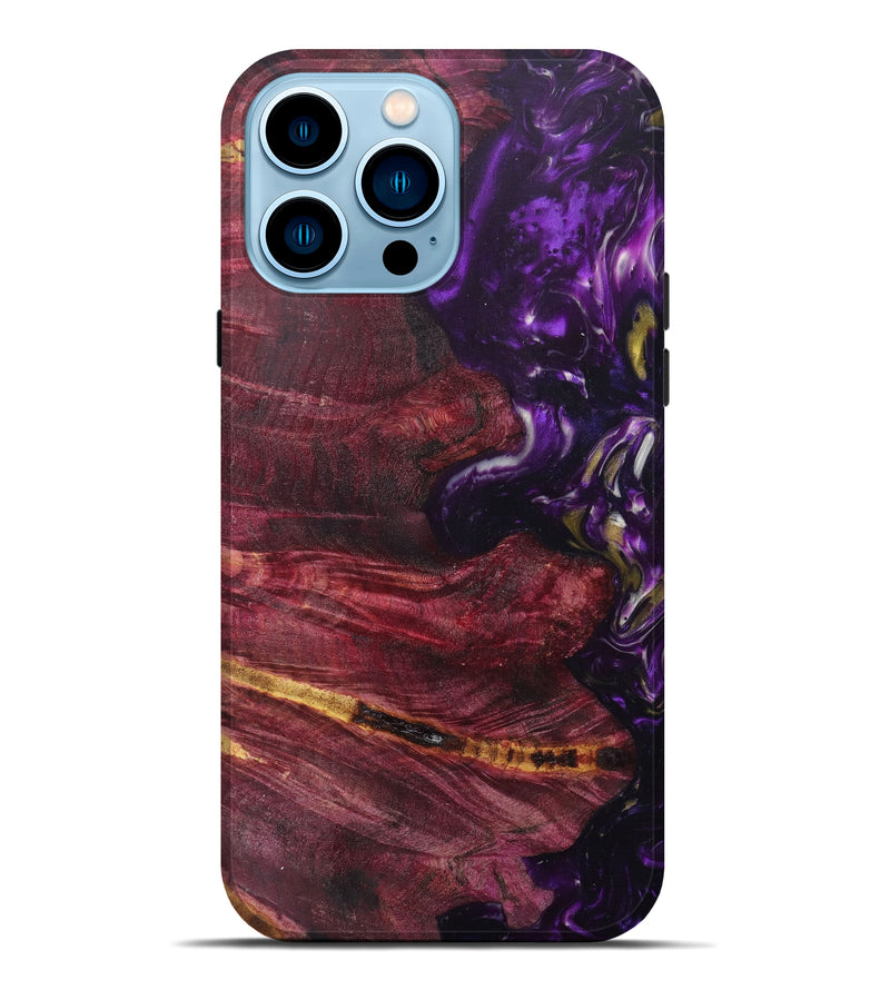 iPhone 14 Pro Max Wood+Resin Live Edge Phone Case - Breann (Purple, 624499)