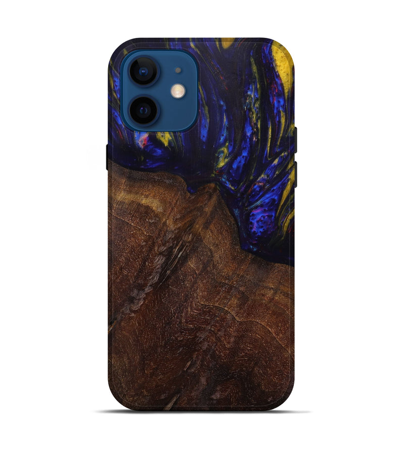 iPhone 12 Wood+Resin Live Edge Phone Case - Layne (Dark Blue, 610385)