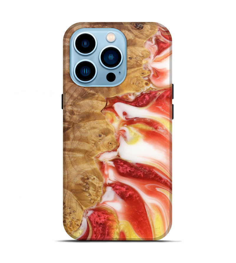 iPhone 14 Pro Wood+Resin Live Edge Phone Case - Tyrone (Red, 635548)