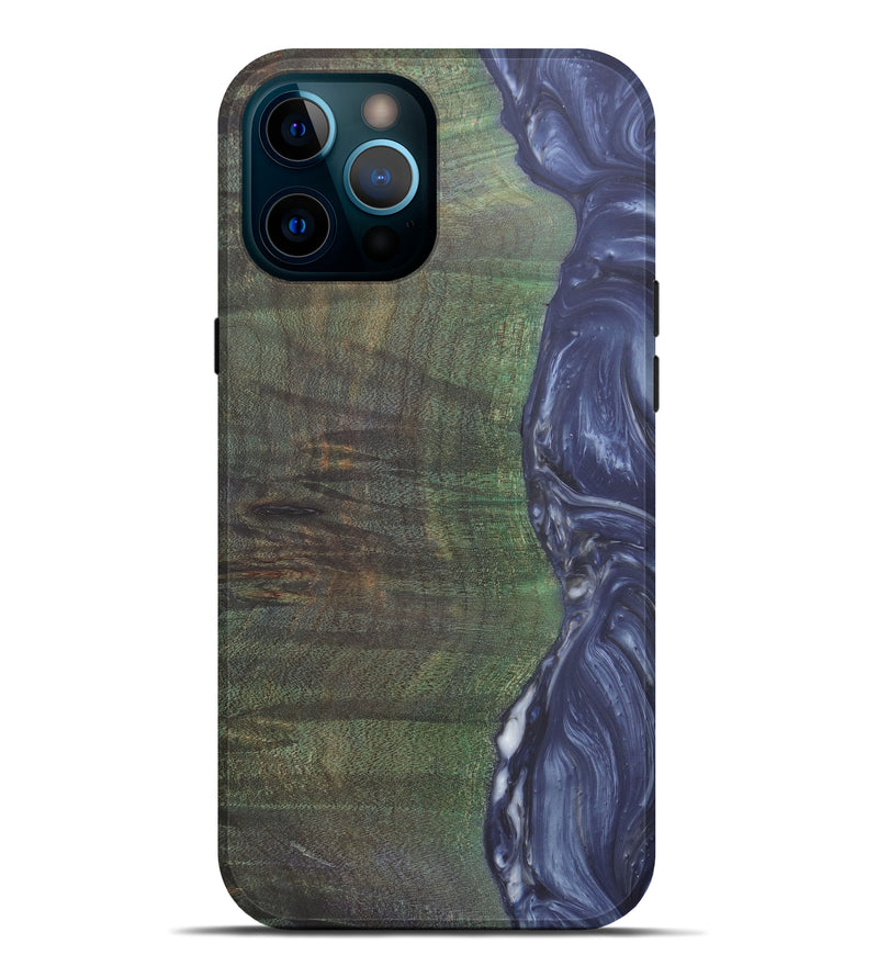 iPhone 12 Pro Max Wood+Resin Live Edge Phone Case - Dorice (Dark Blue, 577490)