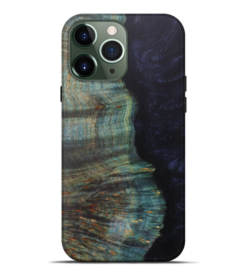 iPhone 13 Pro Max Wood+Resin Live Edge Phone Case - Mordechai (Pure Black, 611082)